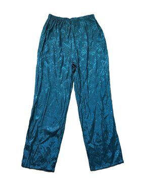Victoria's Secret Vintage Jacquard Satin Lounge Pants L Paisley Teal